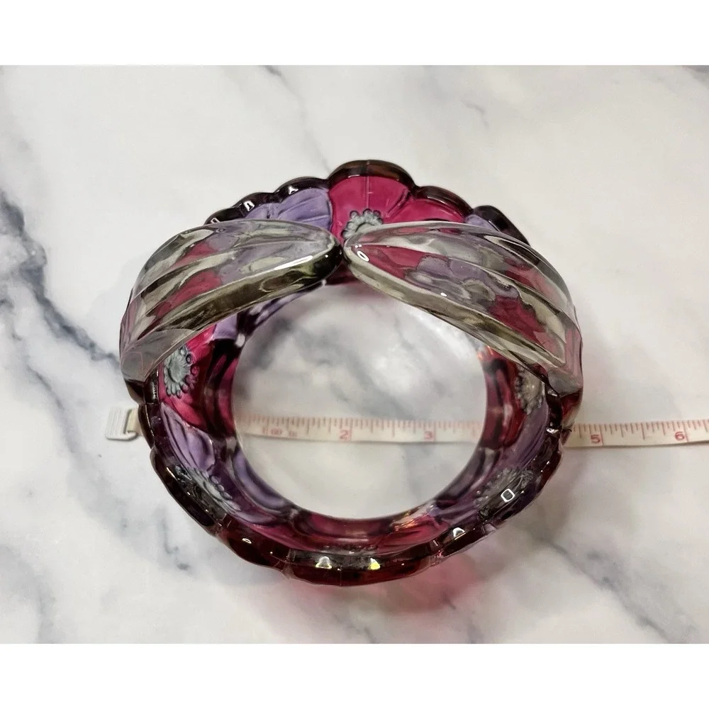 Glass Basket Small Bowl Vintage Westmoreland Dogwood Flower Unique Handle